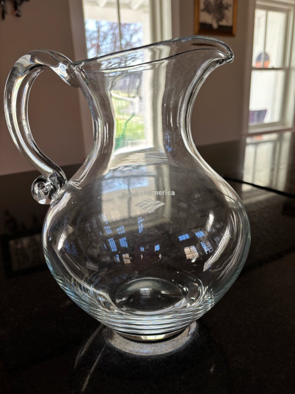 Clear Glass Beverage Pitcher with Handle - Classic Transparent Server